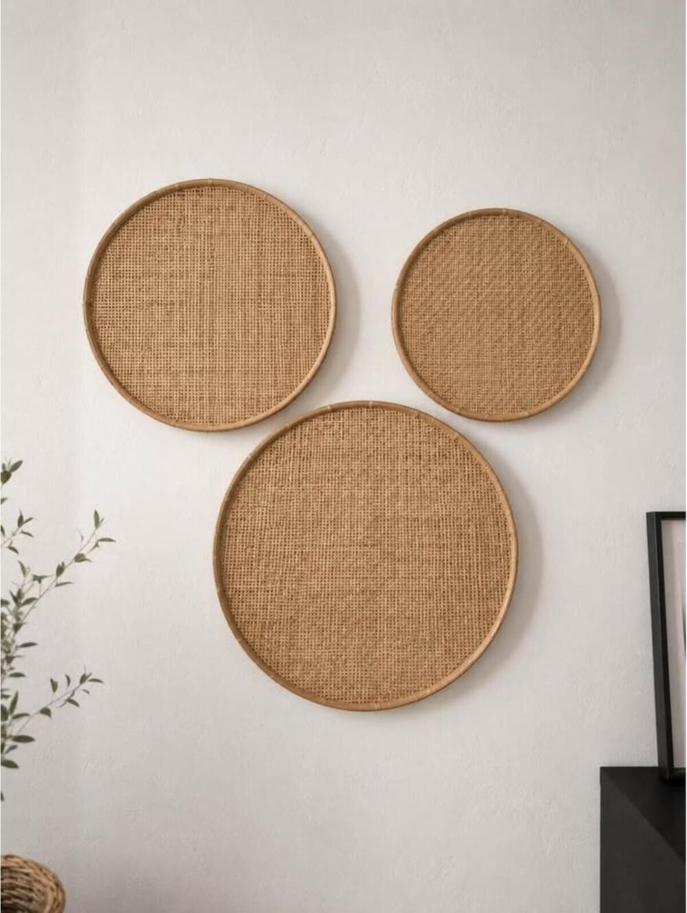 Vintage Cane Wall Decor Set of 3